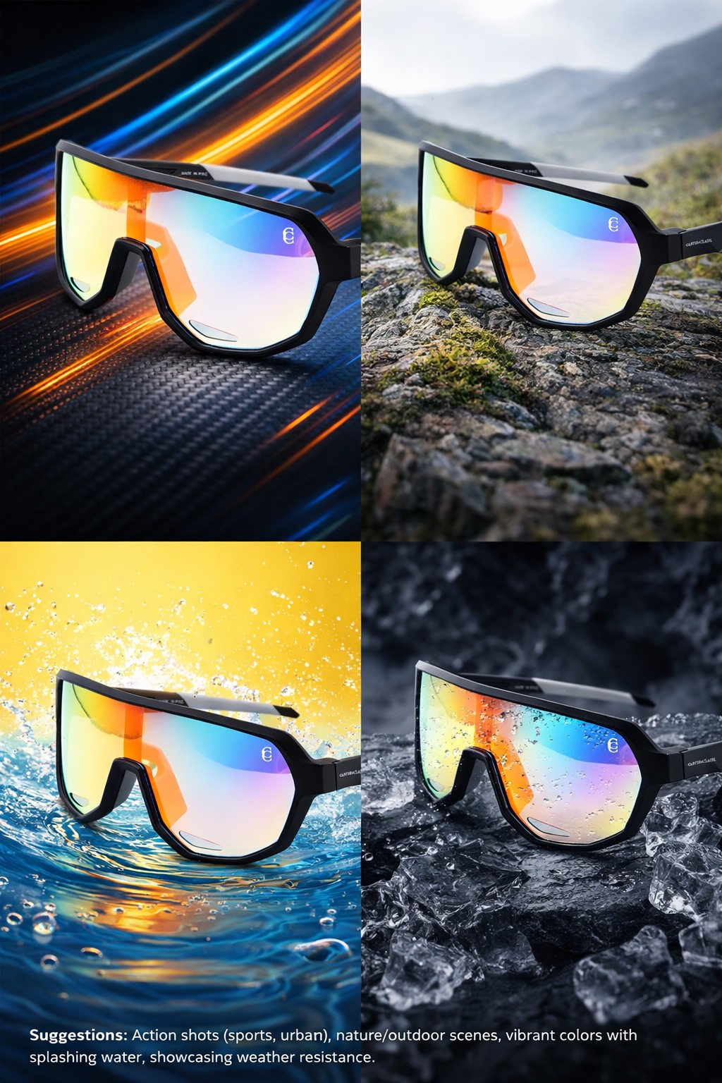 3. Sporty sunglsses with iridescent lenses 3. Sporty sunglsses with iridescent lenses